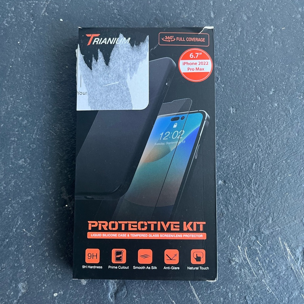 iPhone Max case and screen protection.